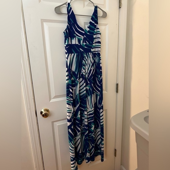 Chaps maxi dress tropical leaves green and blue size XS - Picture 2 of 3